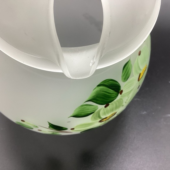 VTG Hazel Atlas Frosted Satin Glass Ball Pitcher W/‎ 6 Glasses-1950s- Floral - Picture 5 of 6